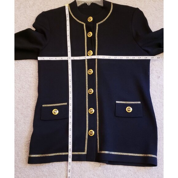 Black Goldtone Studded Long Sleeve Cardigan No Brand/Size Tags M* EUC - Picture 9 of 9